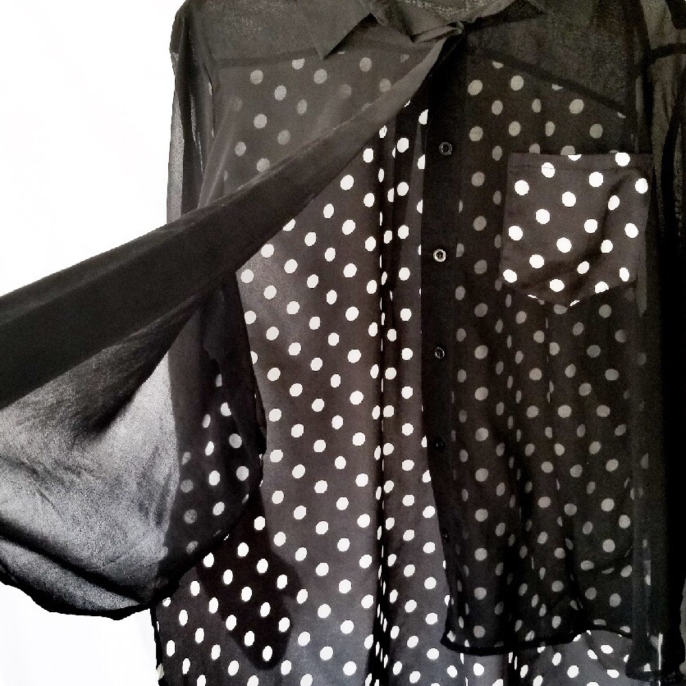 MINKPINK | sheer | polka dot | black and white | M - Picture 5 of 7